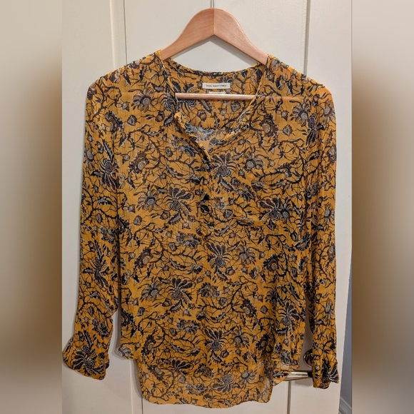 Isabel Marant Pleated Yellow Silk Top FR38 - Picture 1 of 5